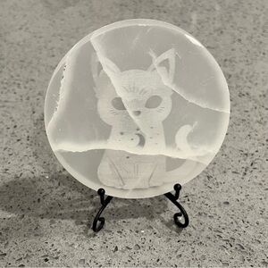 White Cat Laser Engraved Quartz Stone